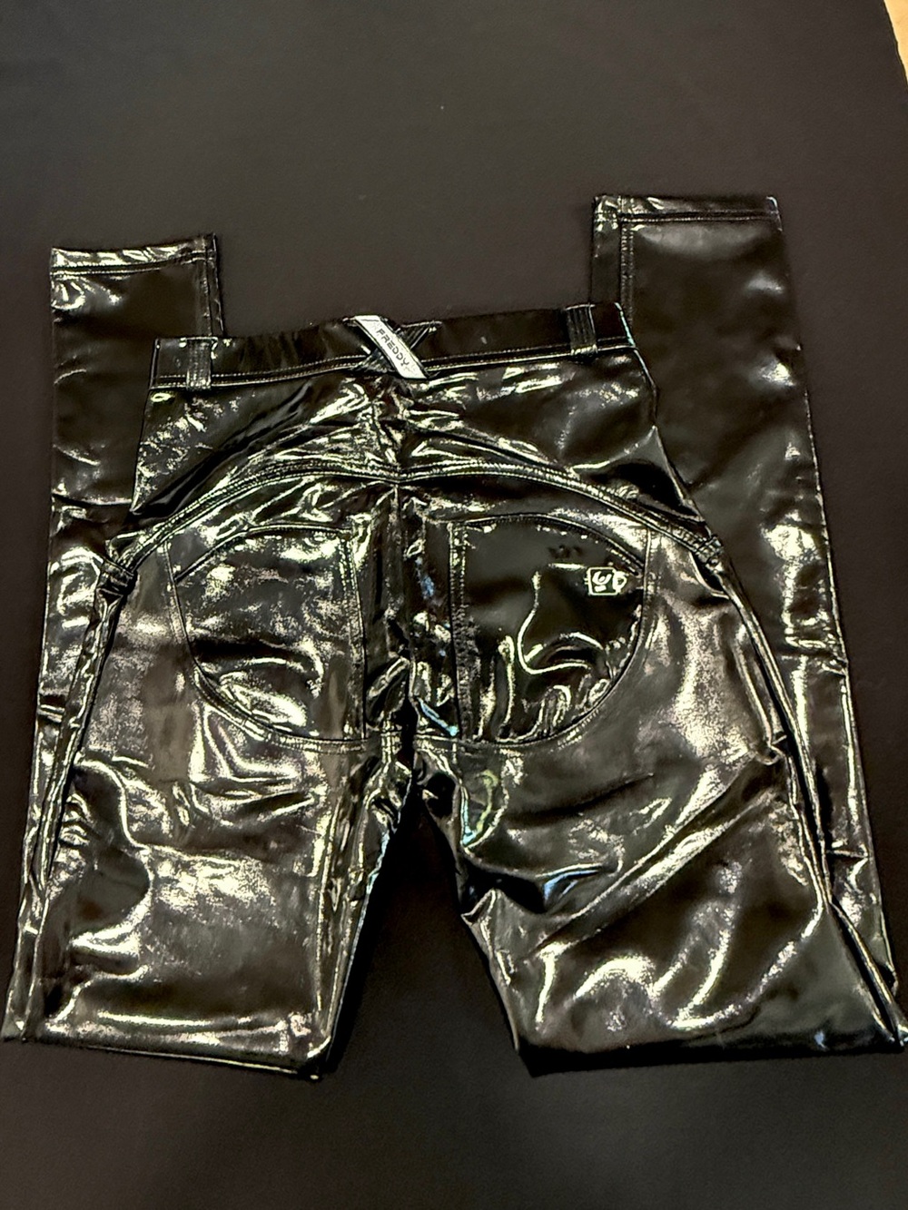 FREDDY WR.UP Black High Shine Wet Look Skinny Pants Size S US 4